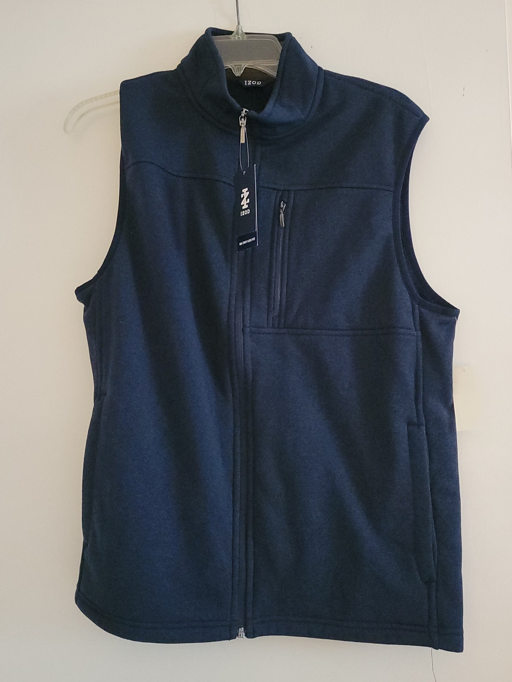 NWT Men's Izod Navy Blue Full-Zip Fleece Vest Medium